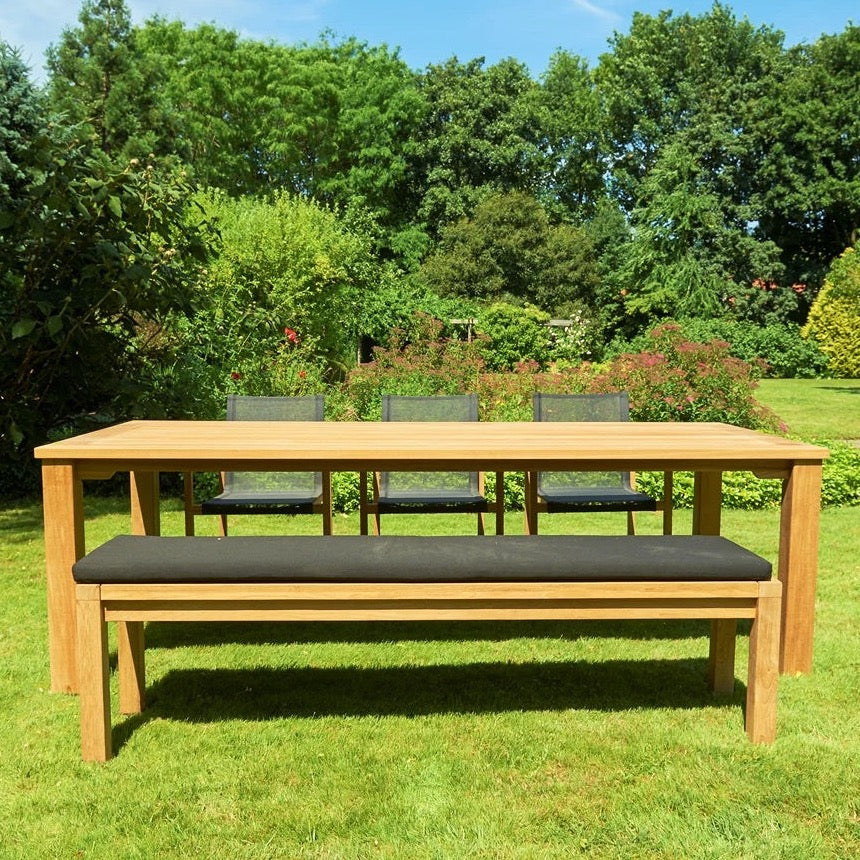 Traditional teak Maxima garden bench without backrest 180 cm