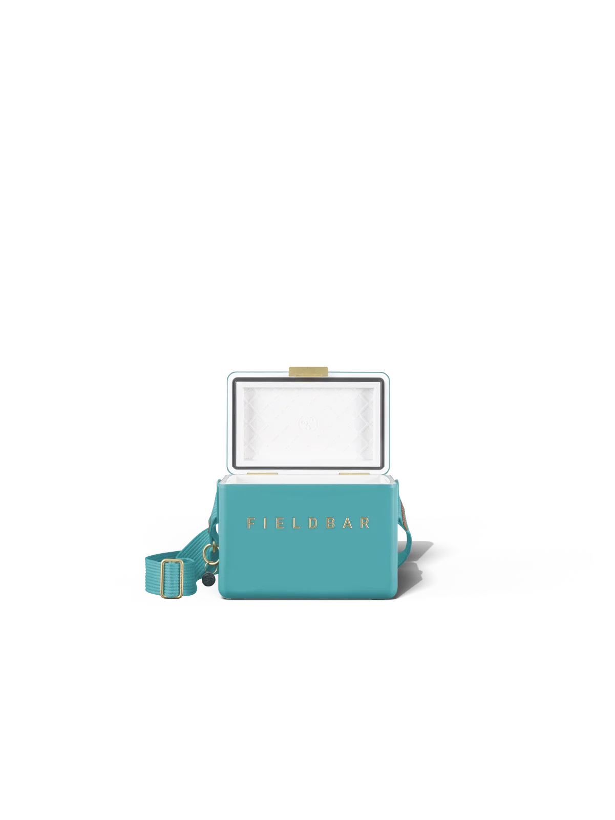 Fieldbar Mini Bar Kühlbox Bazaruto Blue geöffnet mit Innenraum