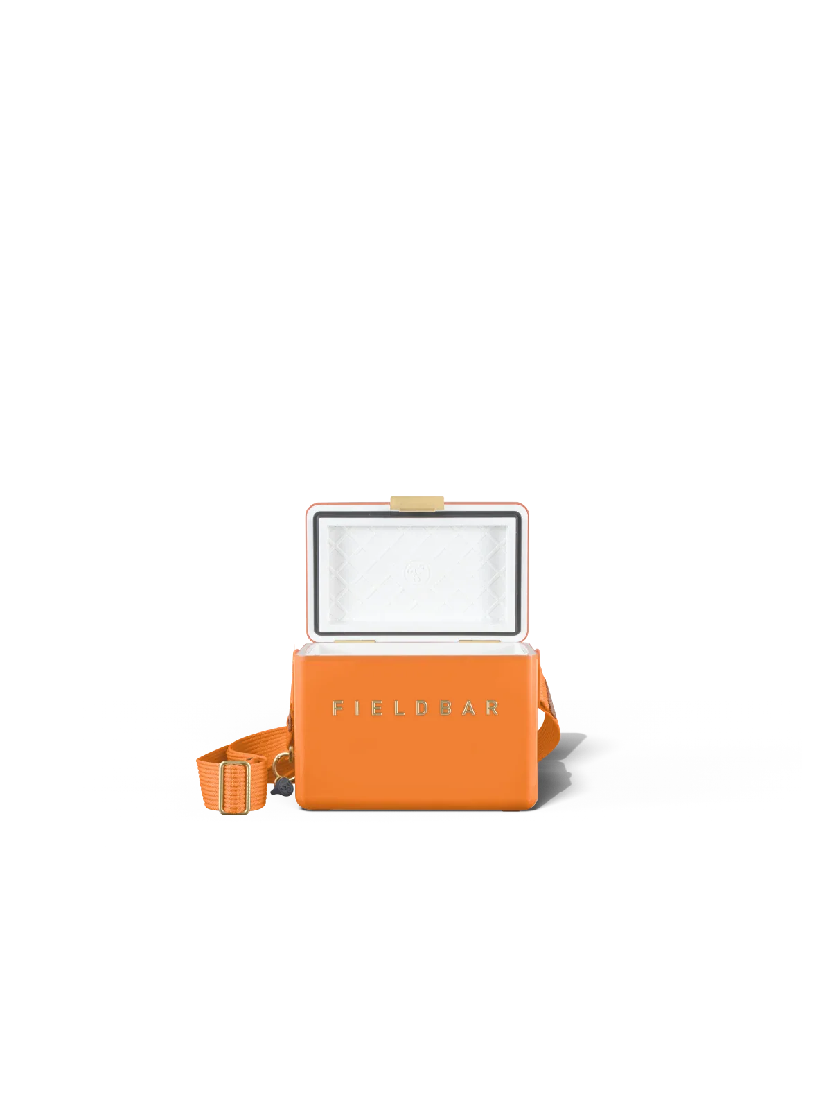 Fieldbar Mini Bar Kühlbox Orchard Orange geöffnet mit Innenraum