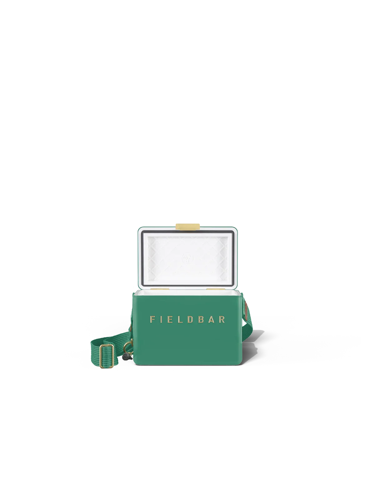 Fieldbar Mini Bar Kühlbox Parisian Green geöffnet mit Innenraum