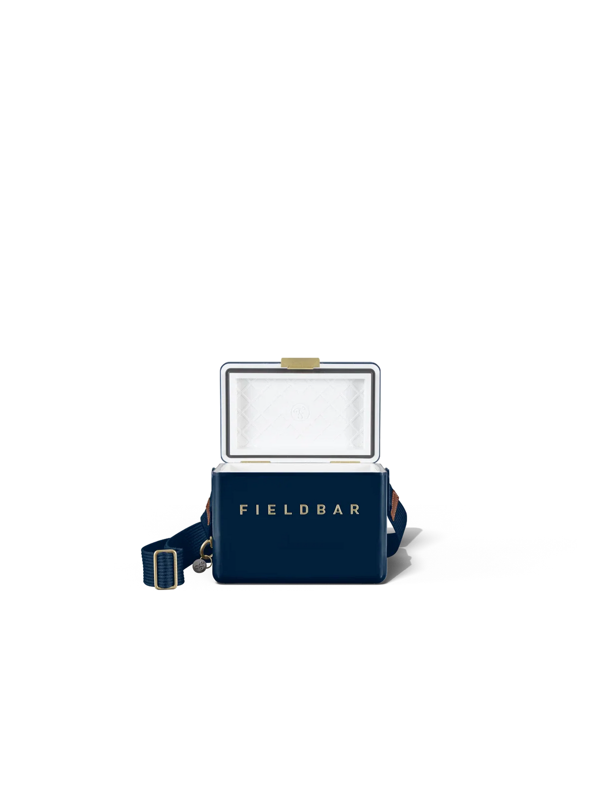 Fieldbar Mini Bar Kühlbox Sea Boat Blue geöffnet mit Innenraum