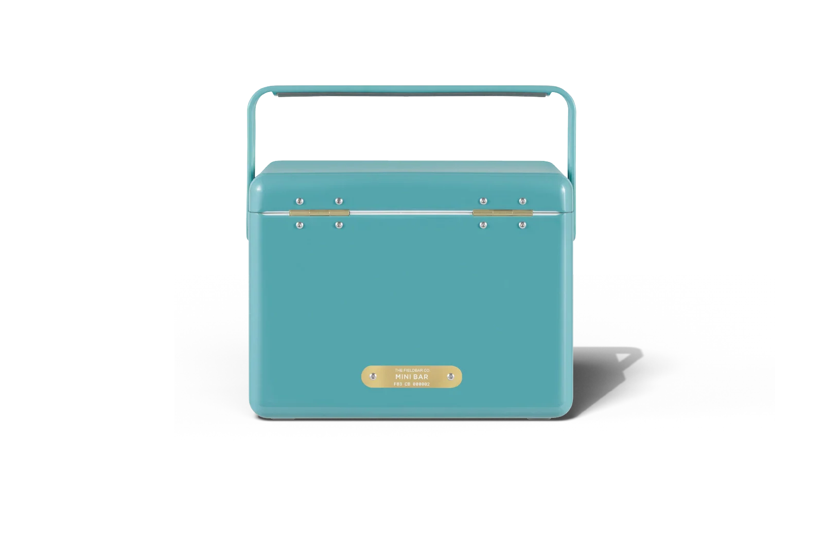 Detailansicht Fieldbar Mini Bar Bazaruto Blue mit Messingplakette