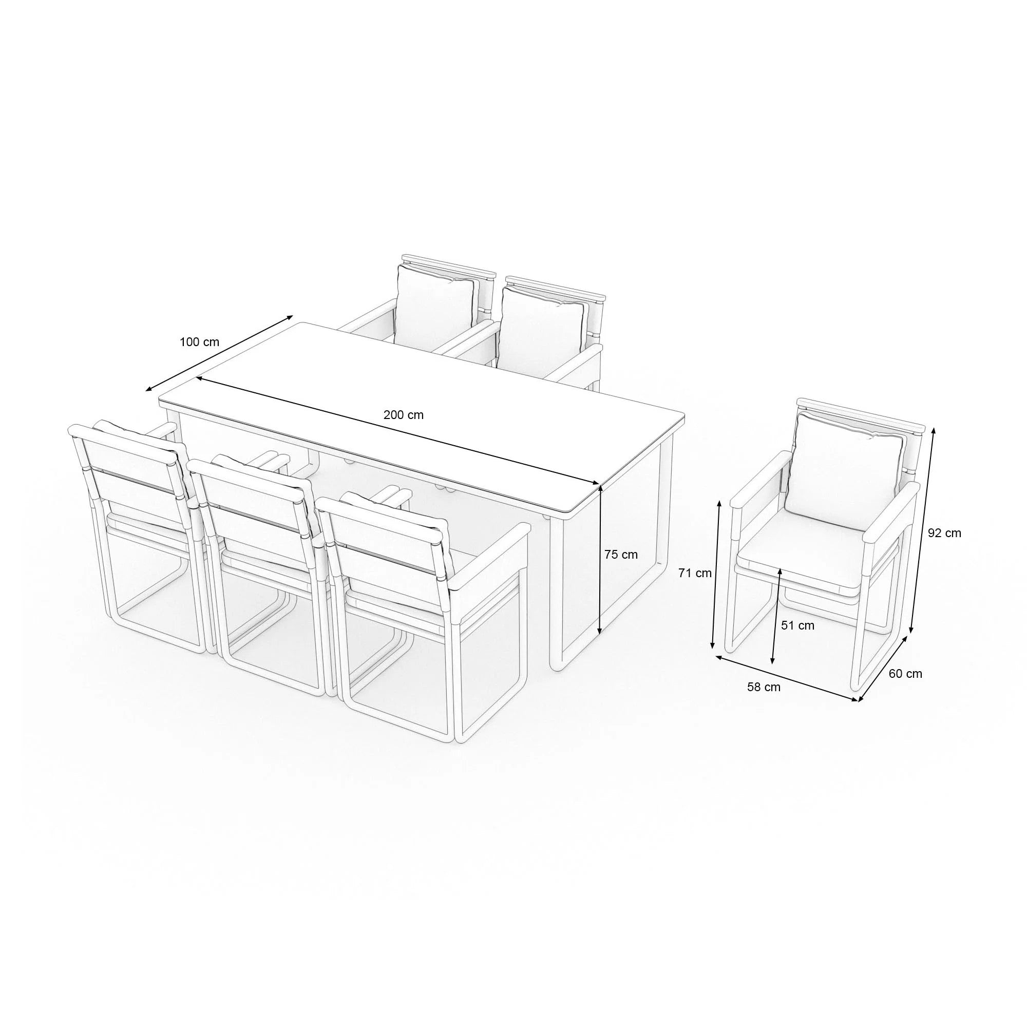Ploss | Reverie Essgruppe 6 Personen, rechteckig