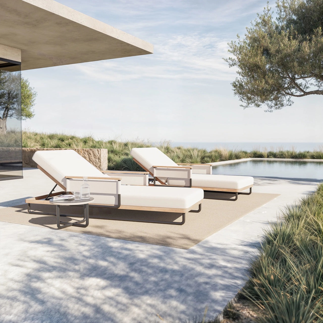 Ploss | Reverie Sonnenliegen Set mit kleinem Tisch