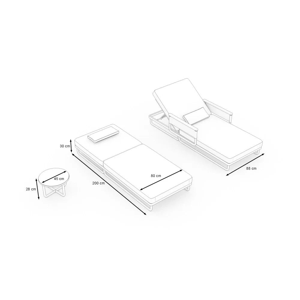 Ploss | Reverie Sonnenliegen Set mit kleinem Tisch