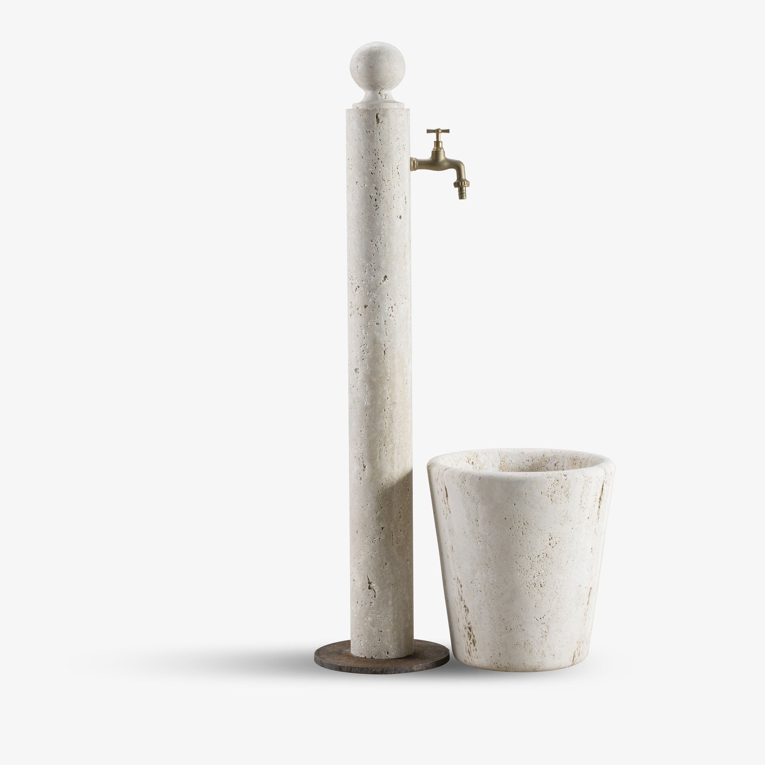 NASCOR By VELTHA® - Säulenbrunnen aus Peperino Naturstein für Garten & Terrasse