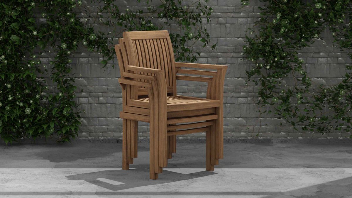 Garten-Stuhl Teak-Stapel-Essstuhl mit Armlehnen aus SVLK-Teak