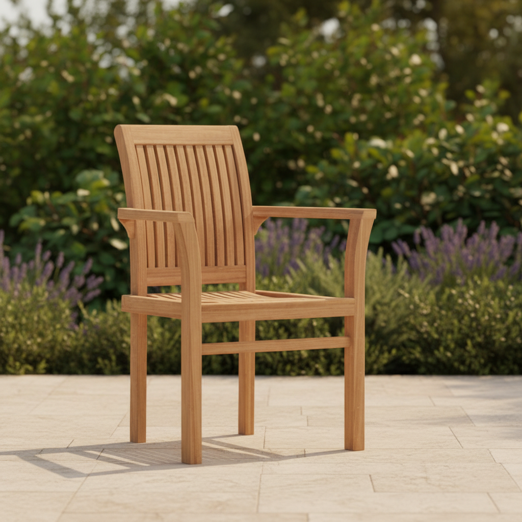 Garten-Stuhl Teak-Stapel-Essstuhl mit Armlehnen