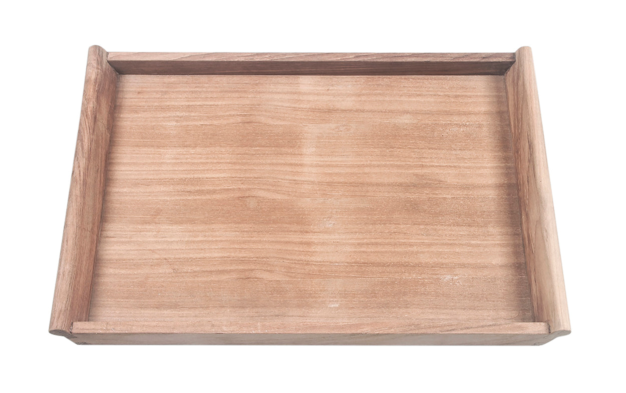 Traditional teak tray with height-adjustable stand 