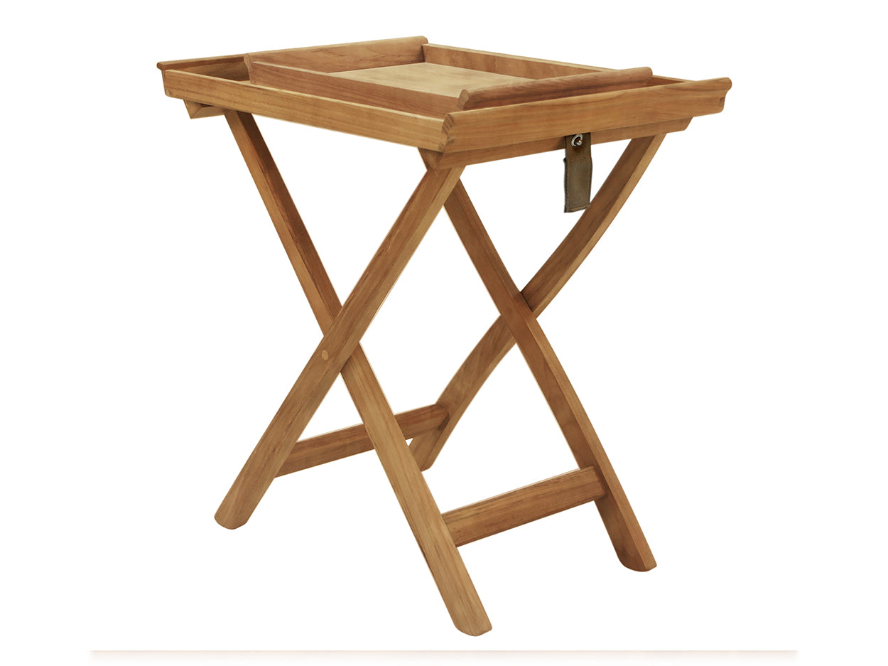 Traditional Teak I Tablett mit höhenverstellbarem Ständer 45 cm, rechteckig