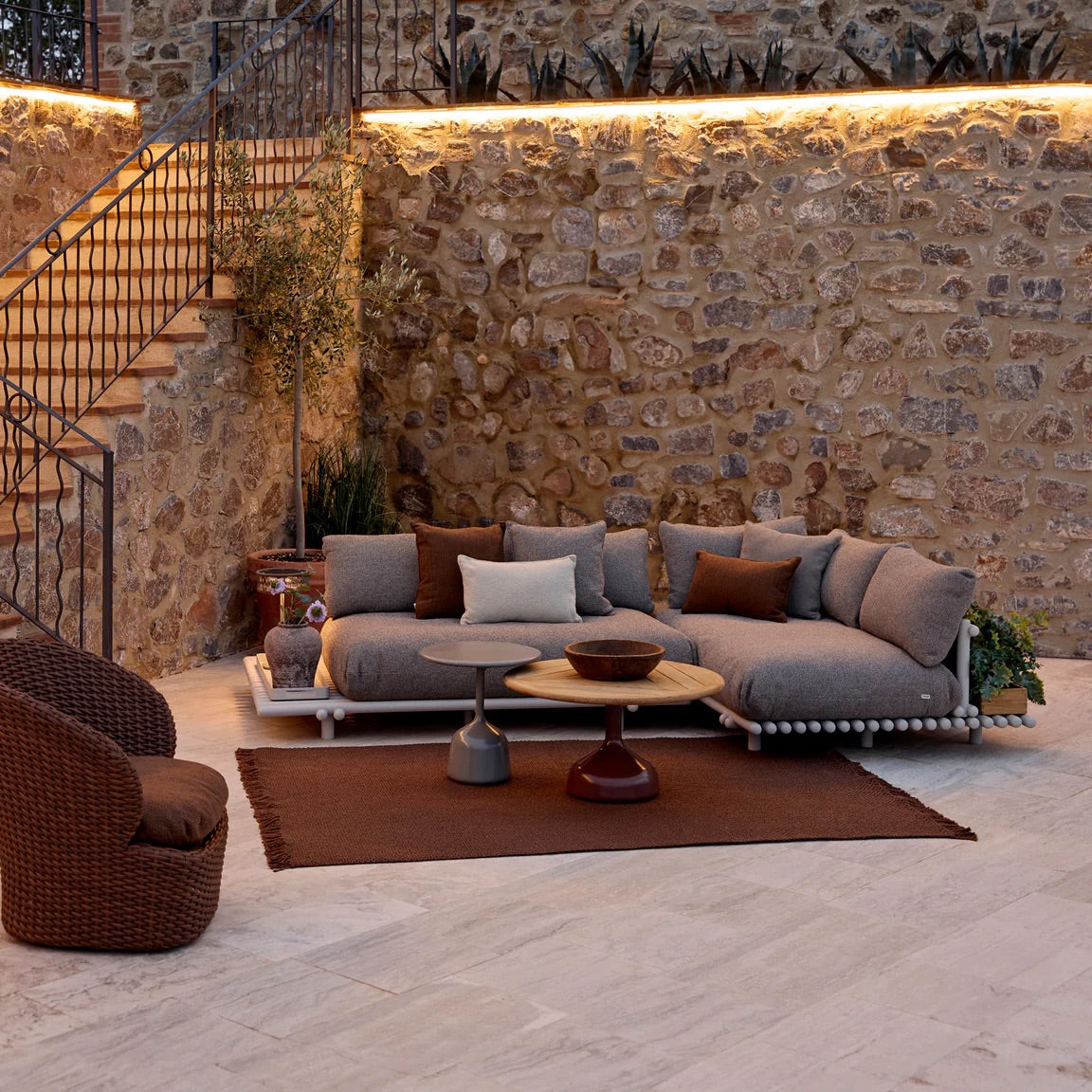 Cane-Line I Sticks Plattform Ecksofa 304 cm