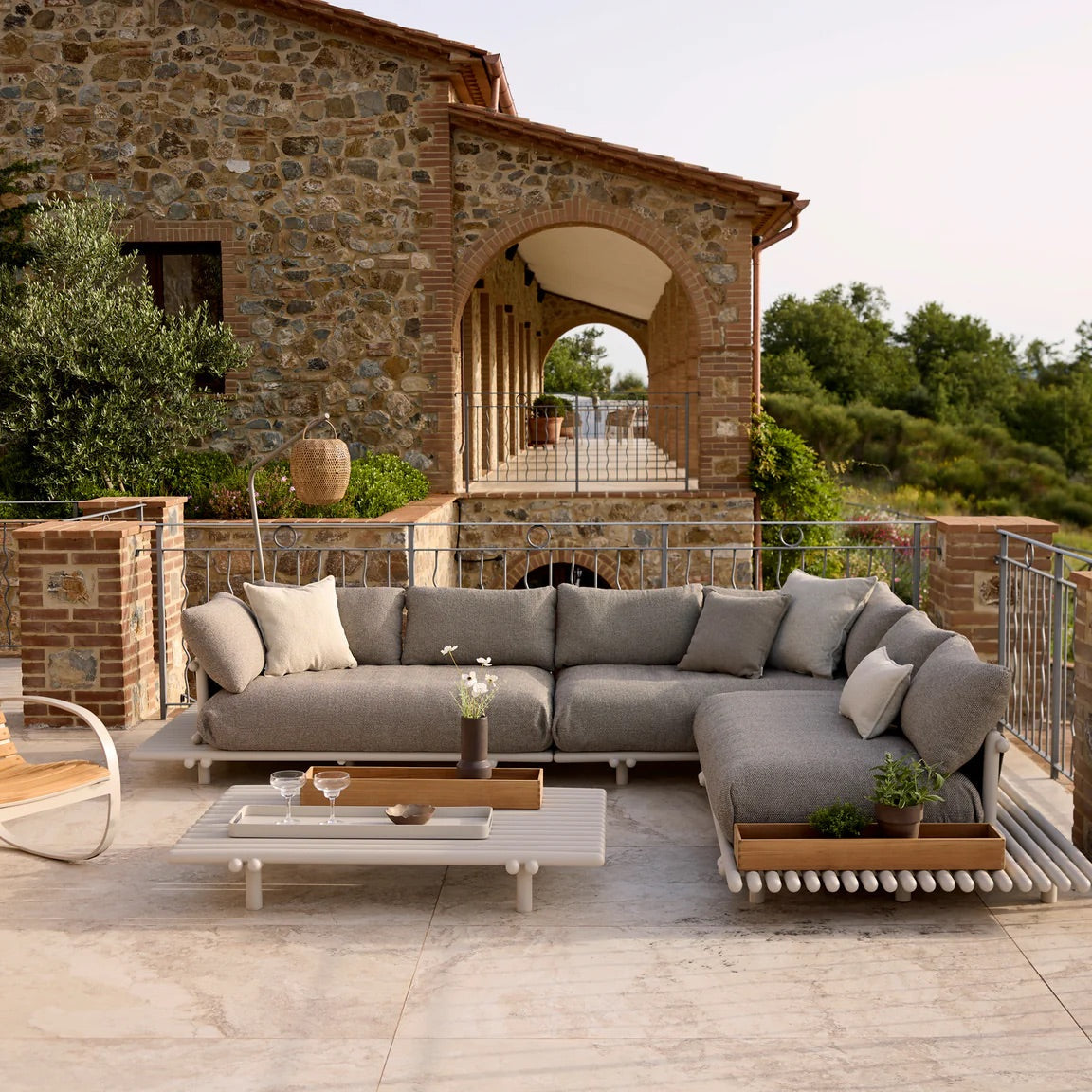 Cane-Line I Sticks großes Plattform Ecksofa 364 cm