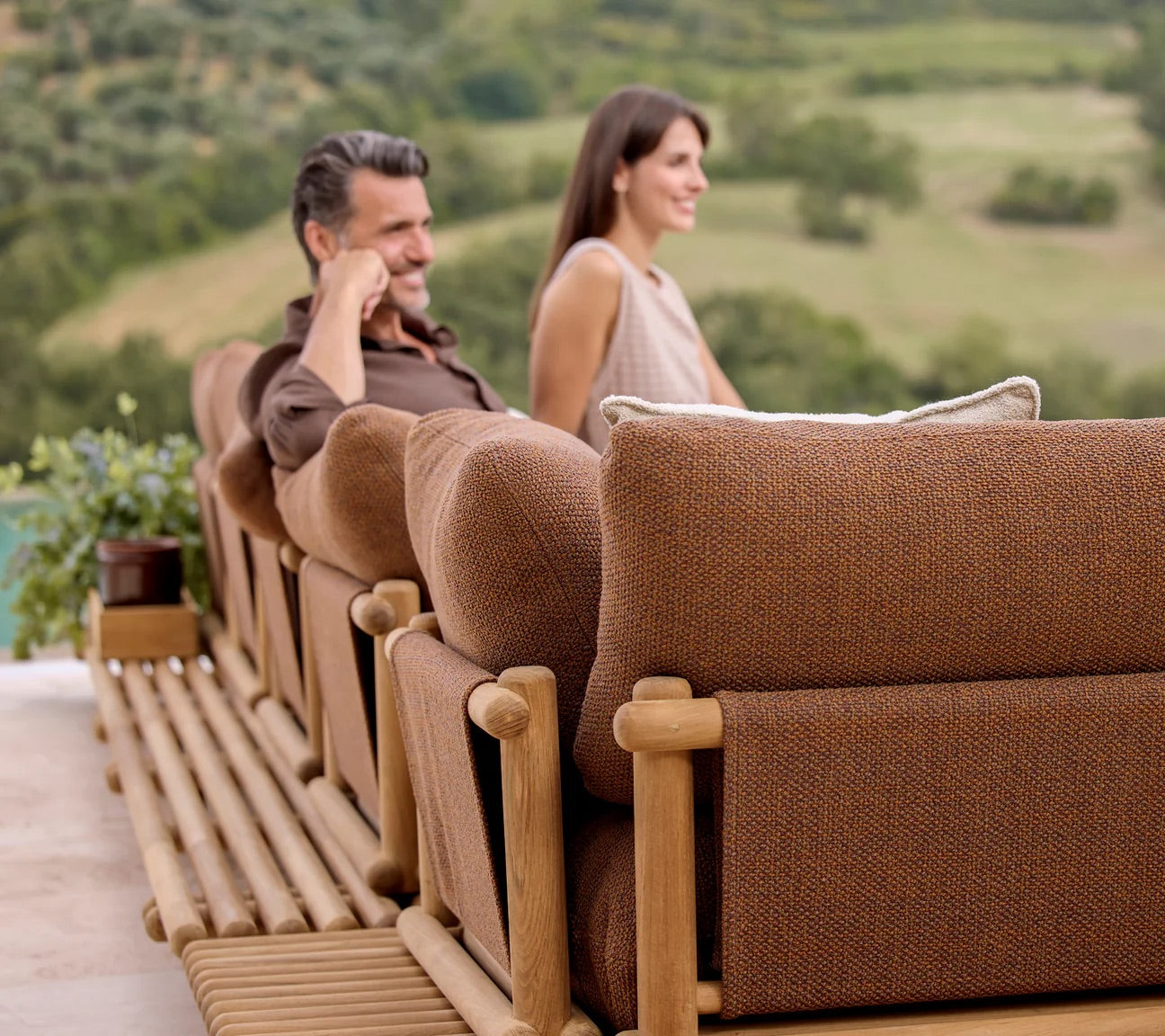 Cane-Line I Sticks großes Plattform Ecksofa 364 cm