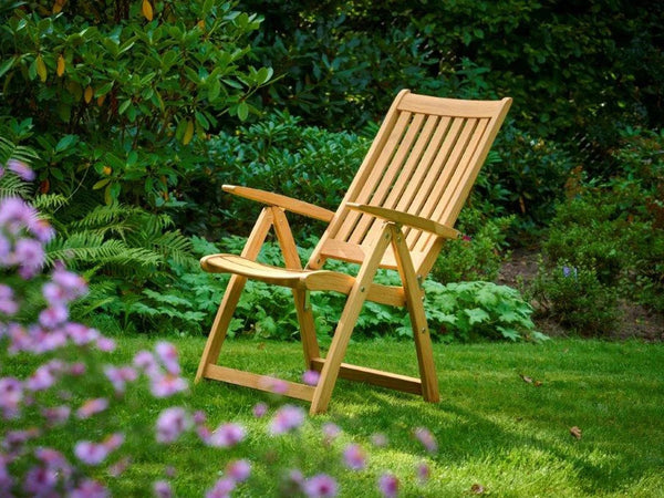 Traditional teak Alexia dining chair with adjustable backrest