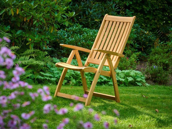 Traditional teak Alexia dining chair with adjustable backrest