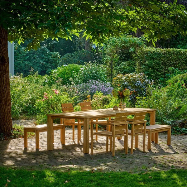Traditional teak Maxima garden bench without backrest 100 cm