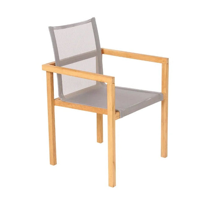 Traditional Teak Noah Stapelstuhl Teak mit Bespannung in taupe aus Batyline