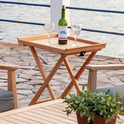 Traditional Teak I Tablett mit höhenverstellbarem Ständer 45 cm, rechteckig