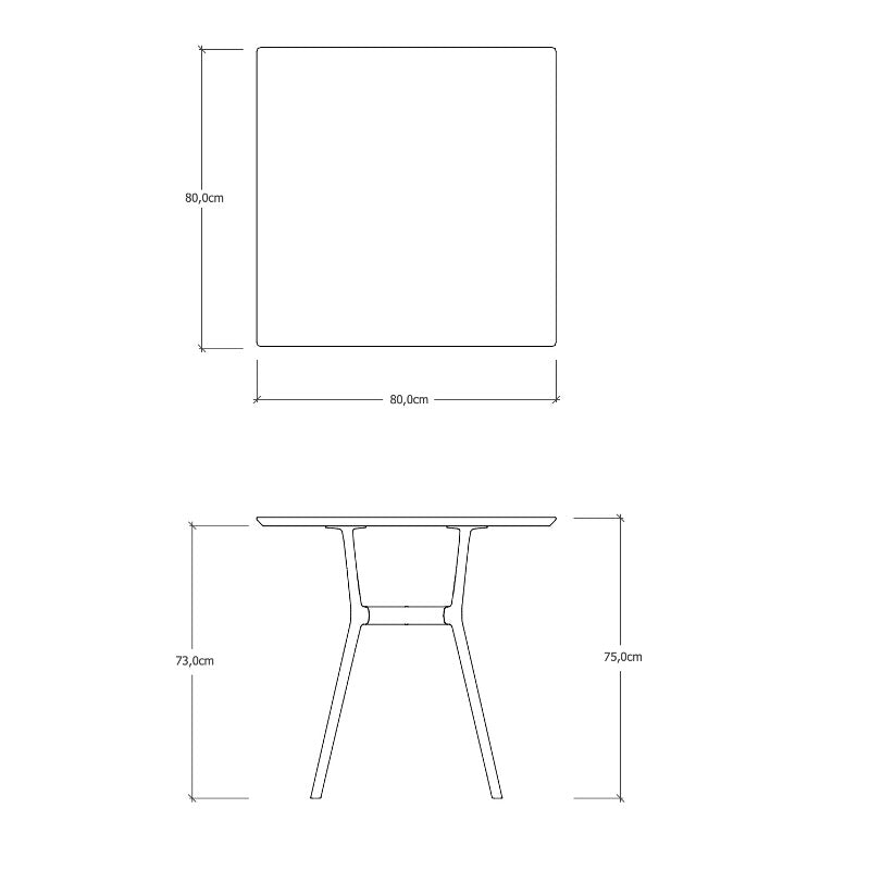 Tribù Branch Bistro-Tisch 80 cm, quadratisch