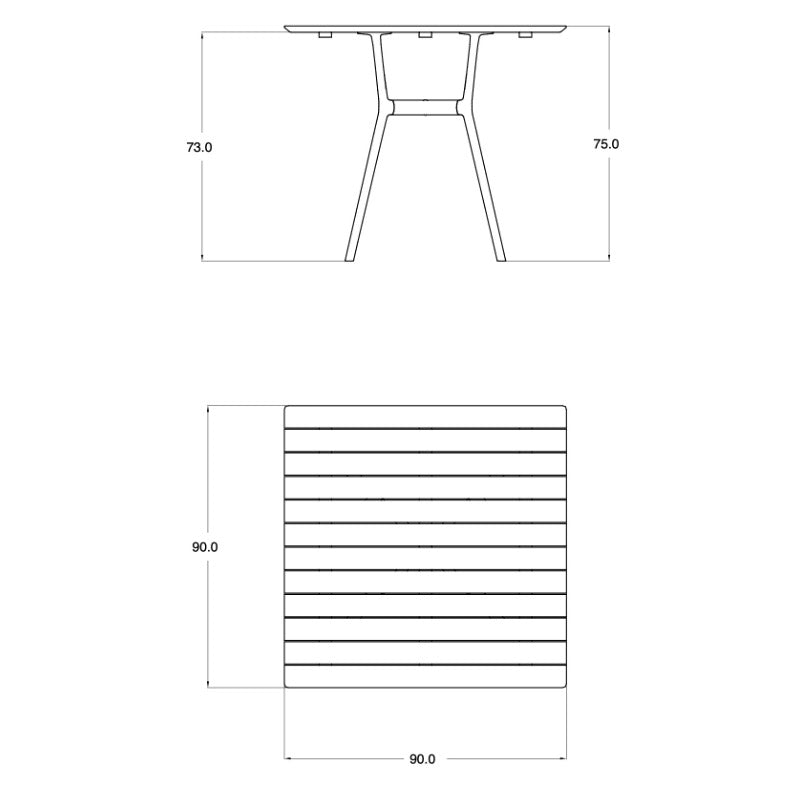 Tribù Branch Bistrotisch 90 cm, quadratischer