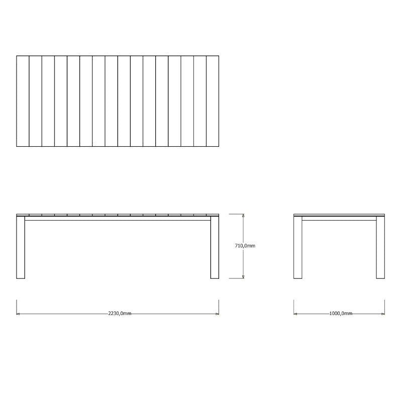 Tribù Kos Esstisch aus Teakholz 224 cm, rechteckig