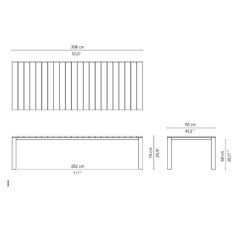 Tribù Kos Teak-Esstisch 308 cm, rechteckig