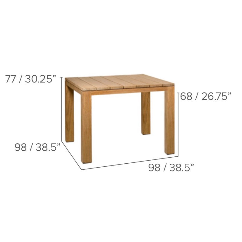Tribù Kos Esstisch aus Teakholz 98 cm, quadratisch