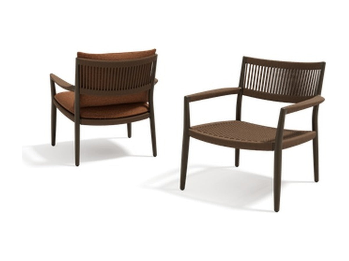 Tribù Nagomi Sessel in Dark Bronze mit Copper-Geflecht, mit und ohne Kissen