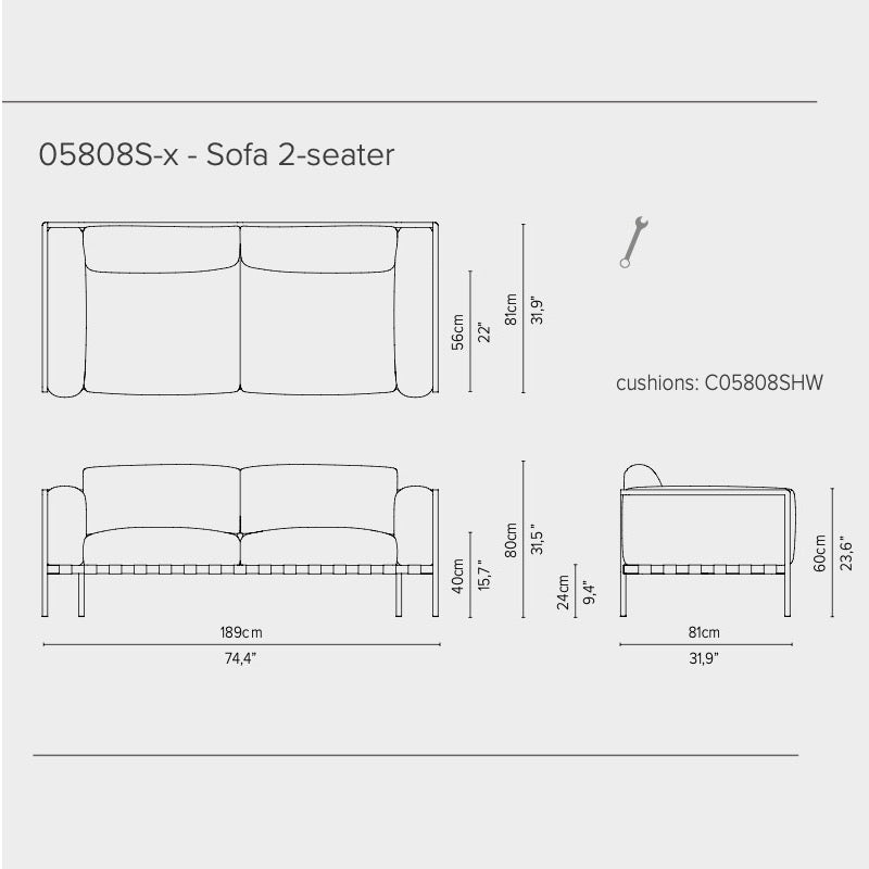 Tribù Natal Alu 2-Sitzer-Sofa 189 cm