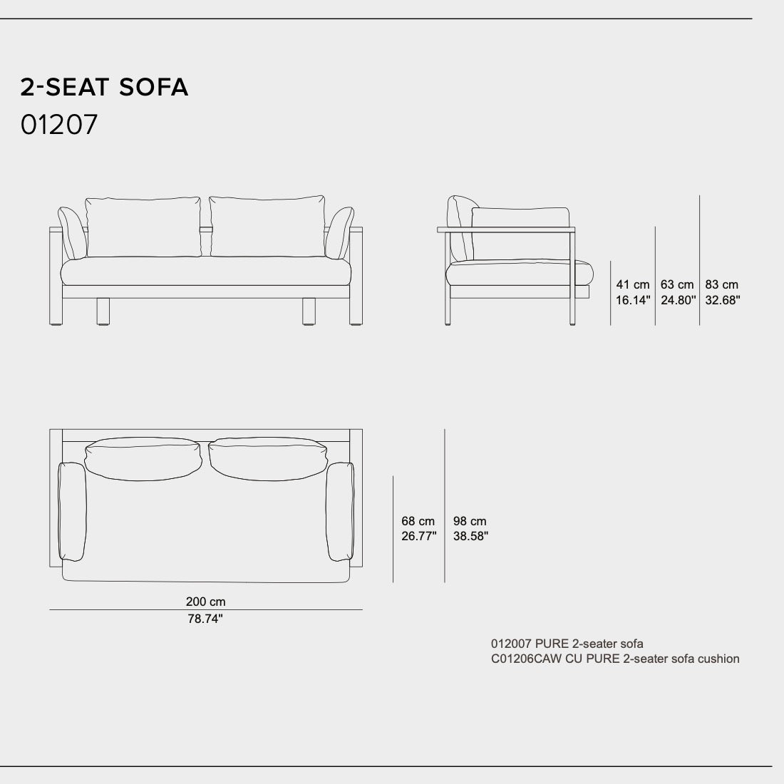 Tribù Pure 2-Sitzer-Sofa 200 cm