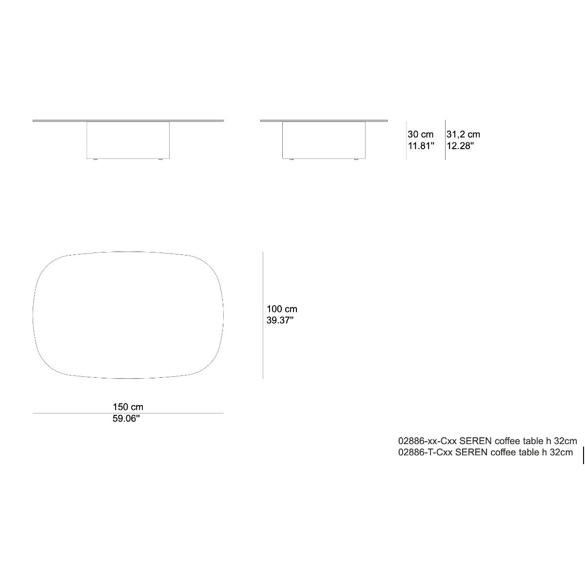 Tribù Seren Loungetisch 150 cm, oval