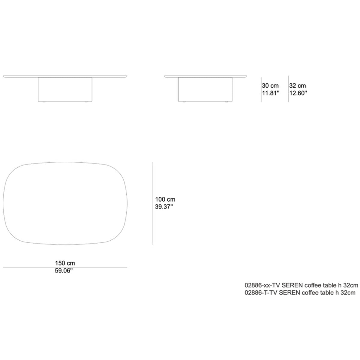 Tribù Seren Loungetisch 150 cm, oval