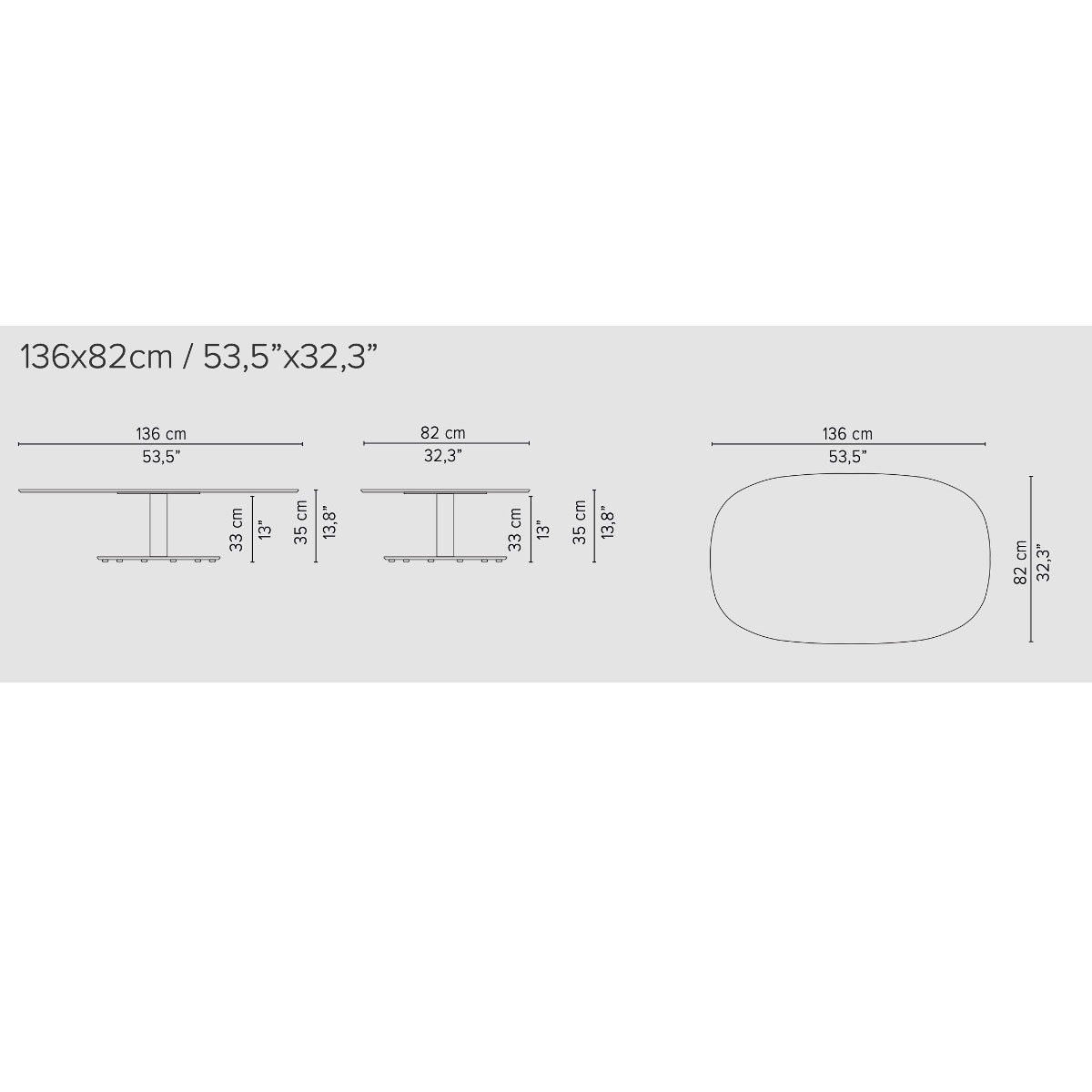 Tribù T-Table Kaffeetisch 136 cm, oval