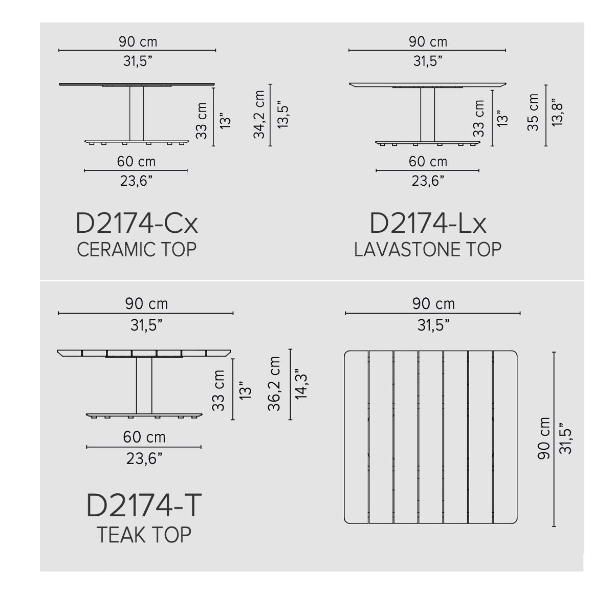 Tribù T-Table Kaffeetisch 90 cm, quadratisch