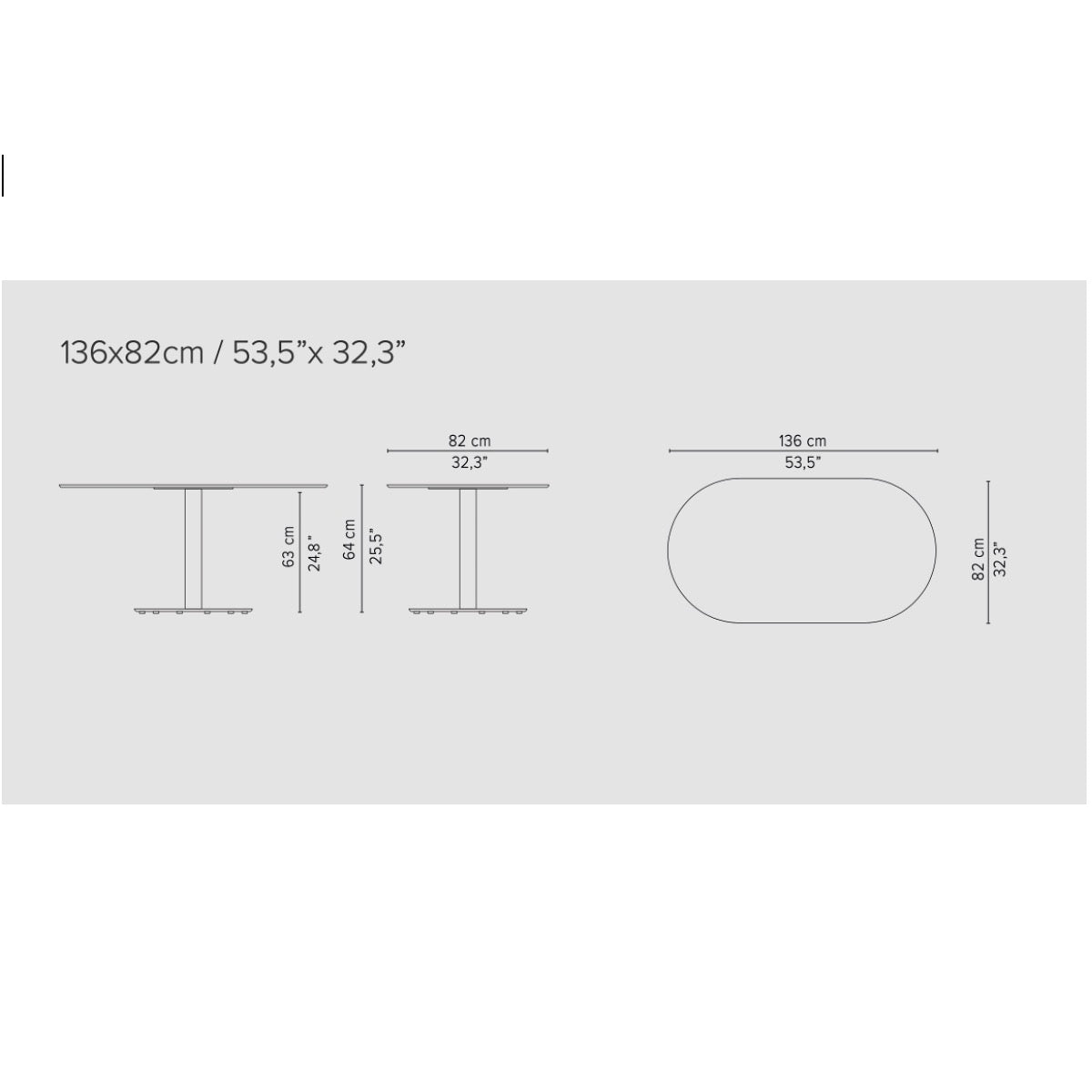 Tribù T-Table niedriger Esstisch 136 cm, oval