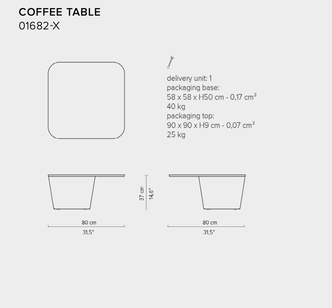 Tribù Tao Kaffeetisch 80 cm, quadratisch