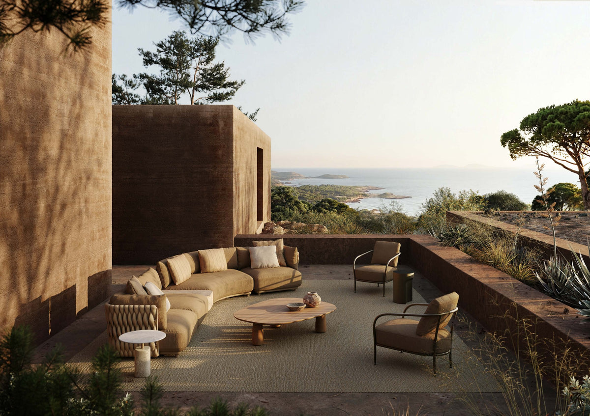 Modulsofa Hocker auf Terrasse