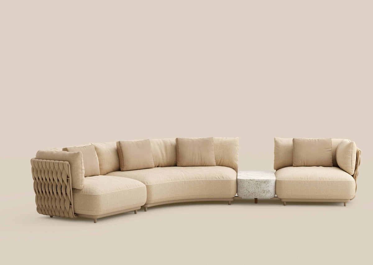 Tribù Tosca Modulsofa Endmodul aus Edelstahl und Flechtwerk