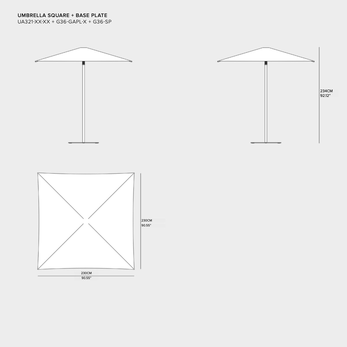 Tribù Verna Sonnenschirm 230 × 230 cm, quadratisch