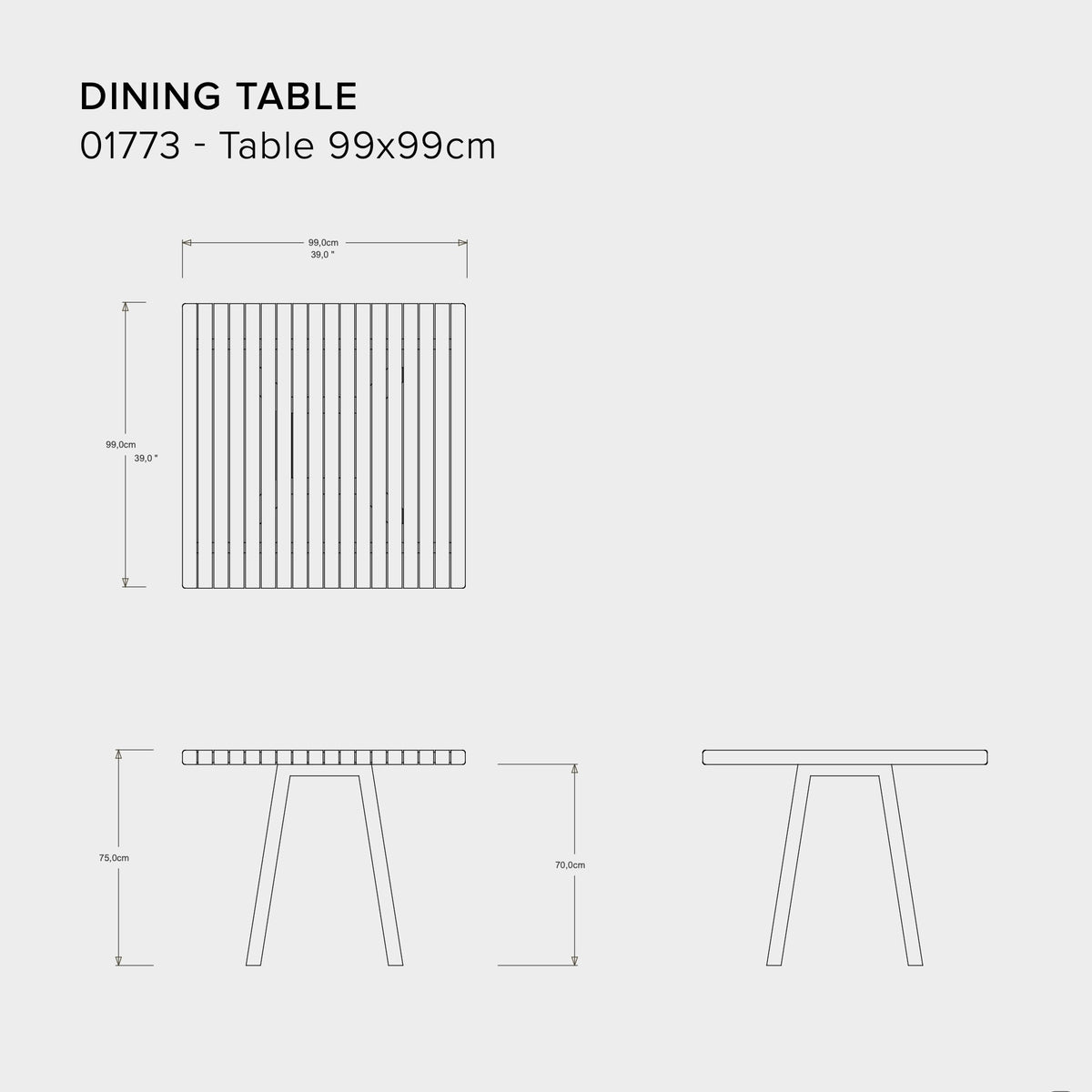 Tribù Vis à Vis Esstisch 99 cm, quadratisch