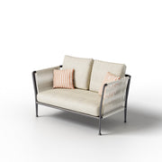 Unopiù Treble Sofa 146 cm – Aluminium graphitgrau, PP-Seil weiß meliert, Lounge-Sofa