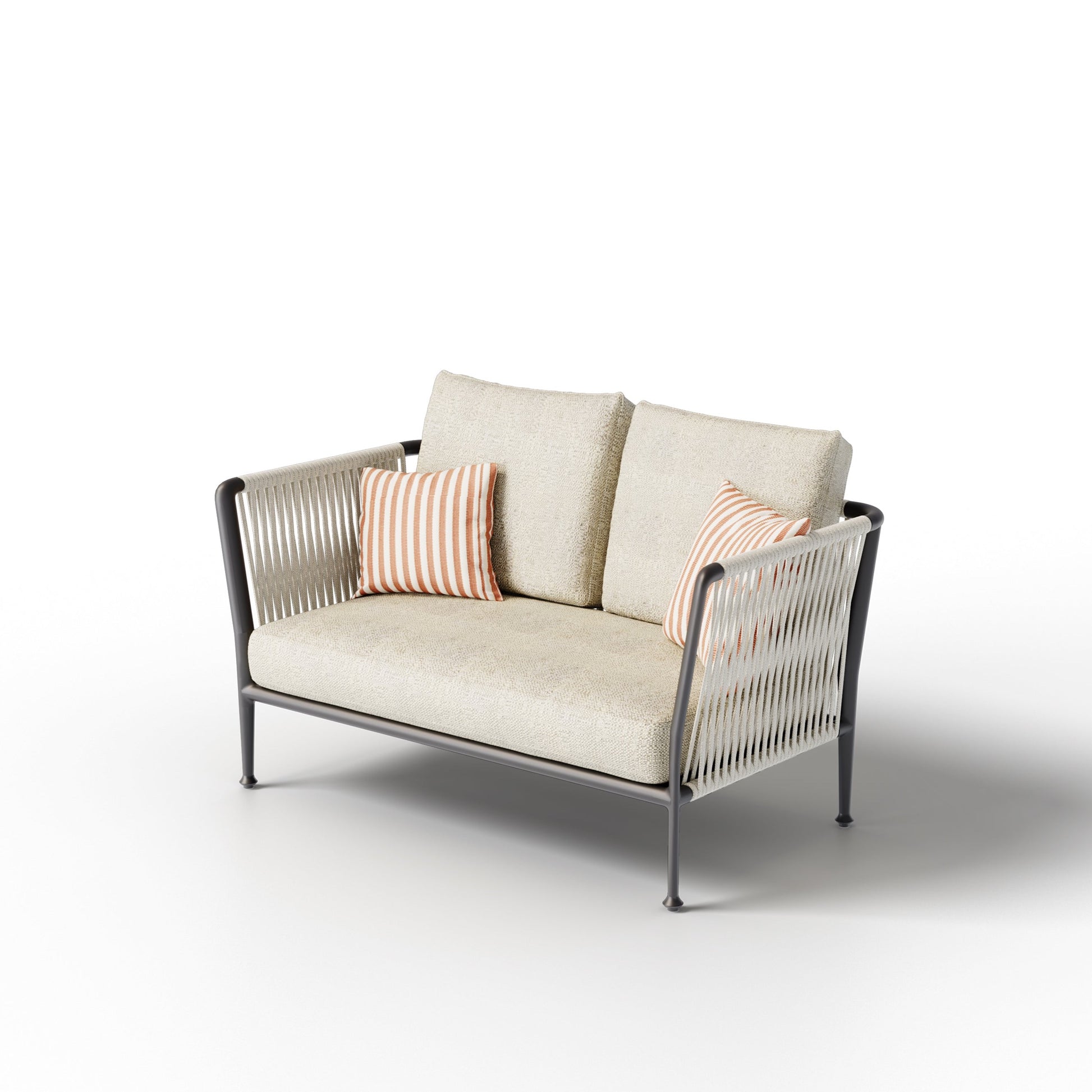 Unopiù Treble Sofa 146 cm – Aluminium graphitgrau, PP-Seil weiß meliert, Lounge-Sofa