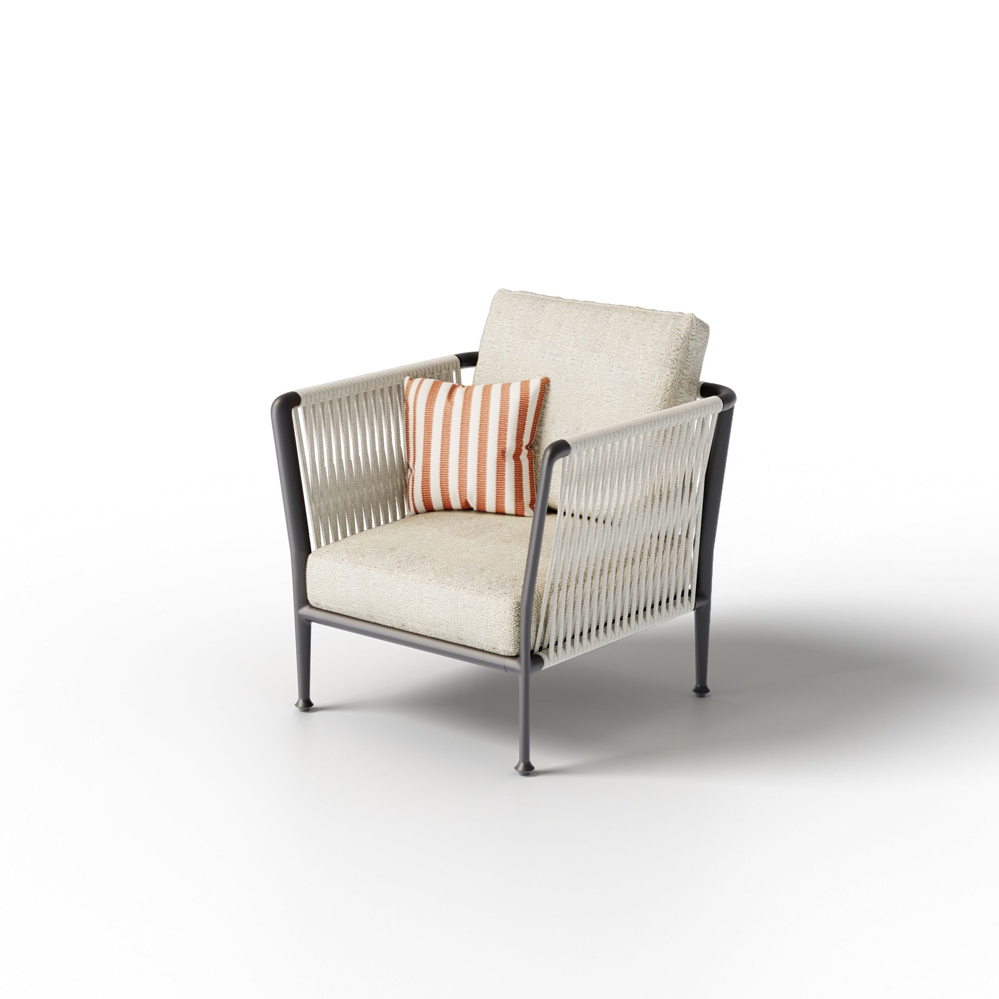 Unopiù Treble Loungesessel graphitgrau – Aluminium, PP-Seil weiß meliert, 86×80×76 cm