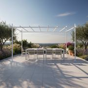 THOLOS Pergola Weiß – Freistehende Outdoor-Pergola von Veltha 440×440 cm