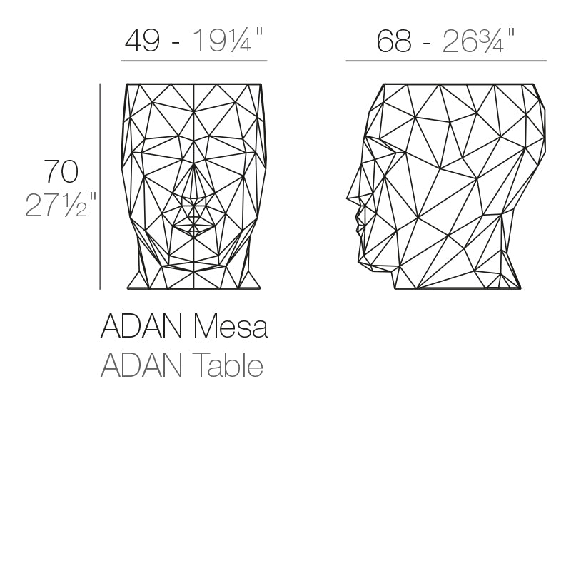 Vondom Adan Tisch 49 cm, organisch Maße
