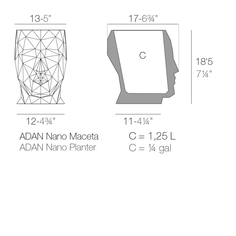 Vondom Adan Nano Pflanzgefäß Maße
