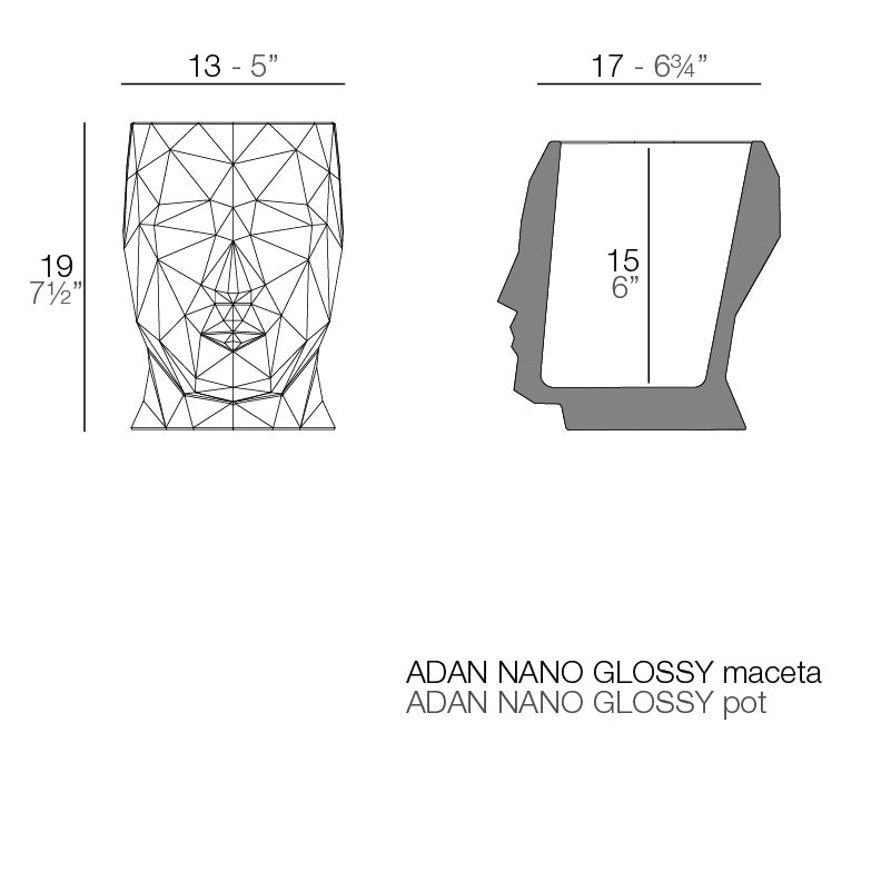 Vondom Adan Nano Pflanzgefäß, transparent Maße
