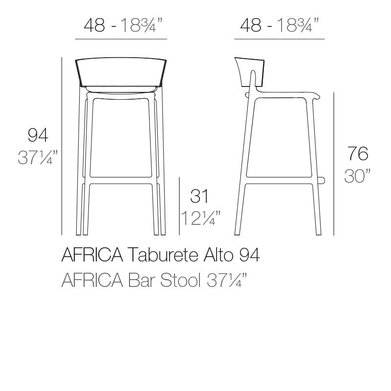 Vondom Africa Barstuhl, 4er Set Maße