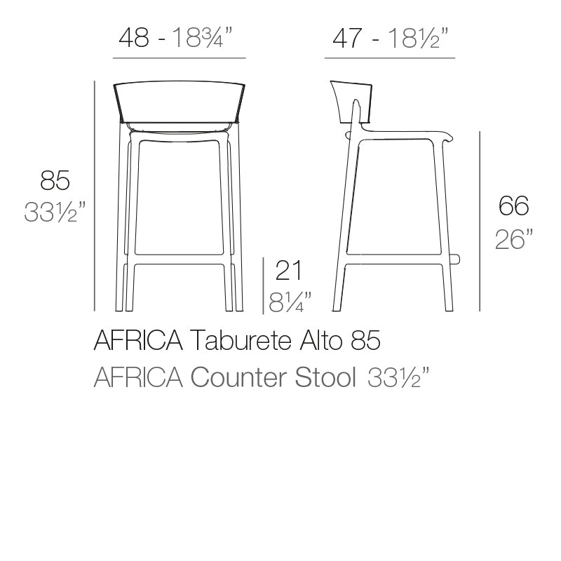 Vondom Africa Barhocker, 4er Set Maße