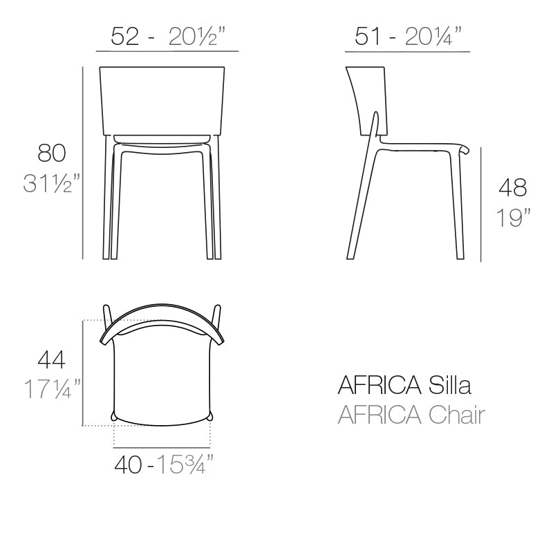 Vondom Africa Stuhl, 4er Set Maße